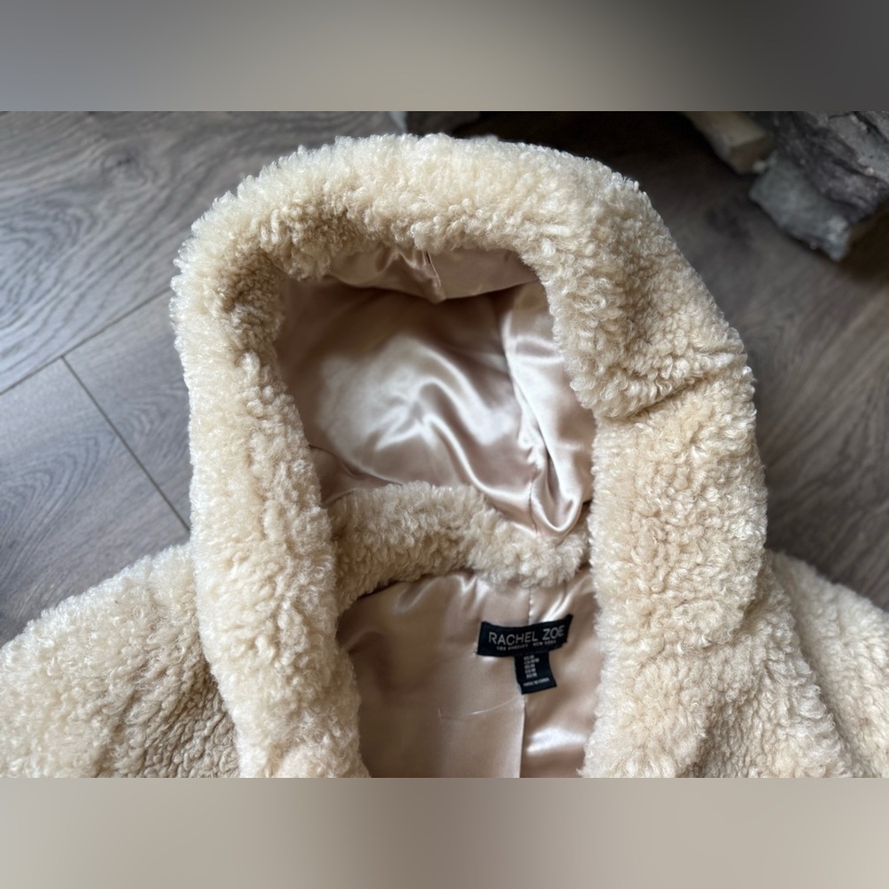 Rachel Zoe Cream Hooded Teddy Coat - Picture 3 of 9